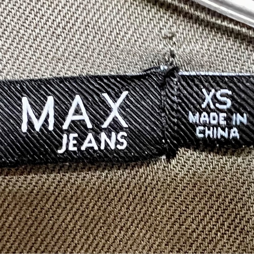 Max Jeans Army Green Utility Jacket Long Lined Draped Drawstring Waist Pocket XS - Picture 12 of 15